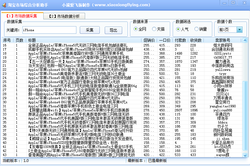 淘宝市场综合分析助手1.0 绿色版_常用软件